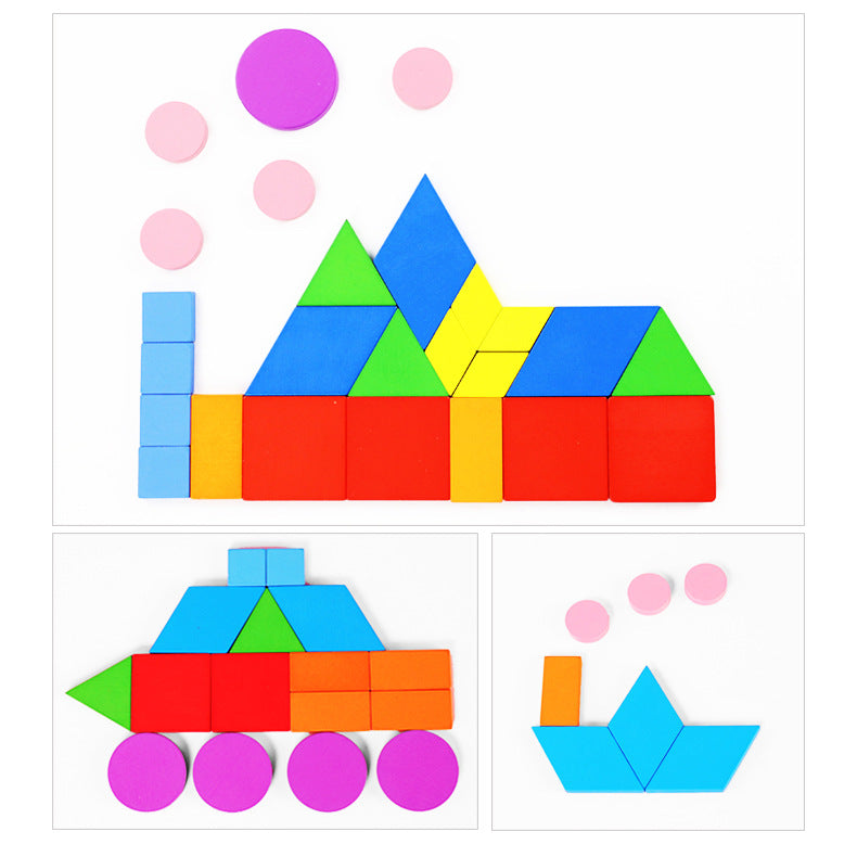 Geometry Puzzle Tangram Wooden Kids Educational Toys