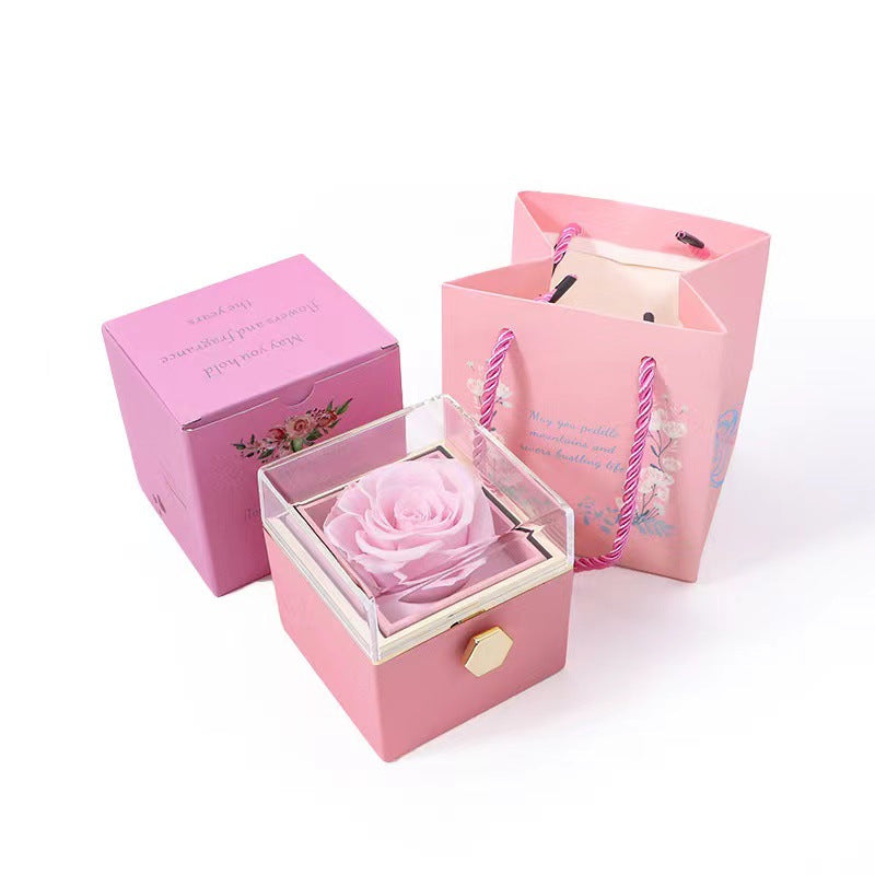Rotating Flower Box Acrylic Eternal Flower Jewelry Box