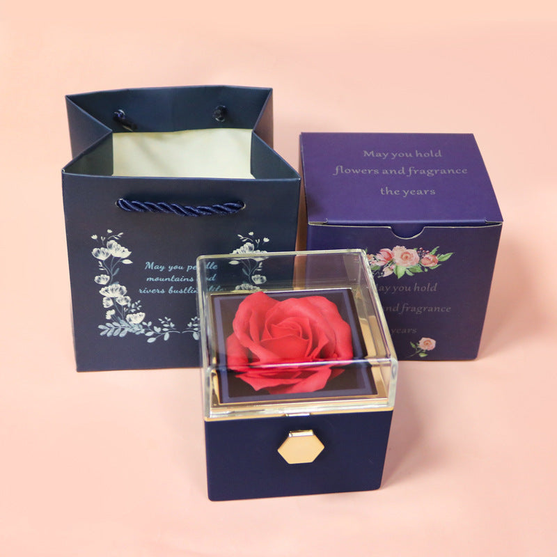 Rotating Flower Box Acrylic Eternal Flower Jewelry Box