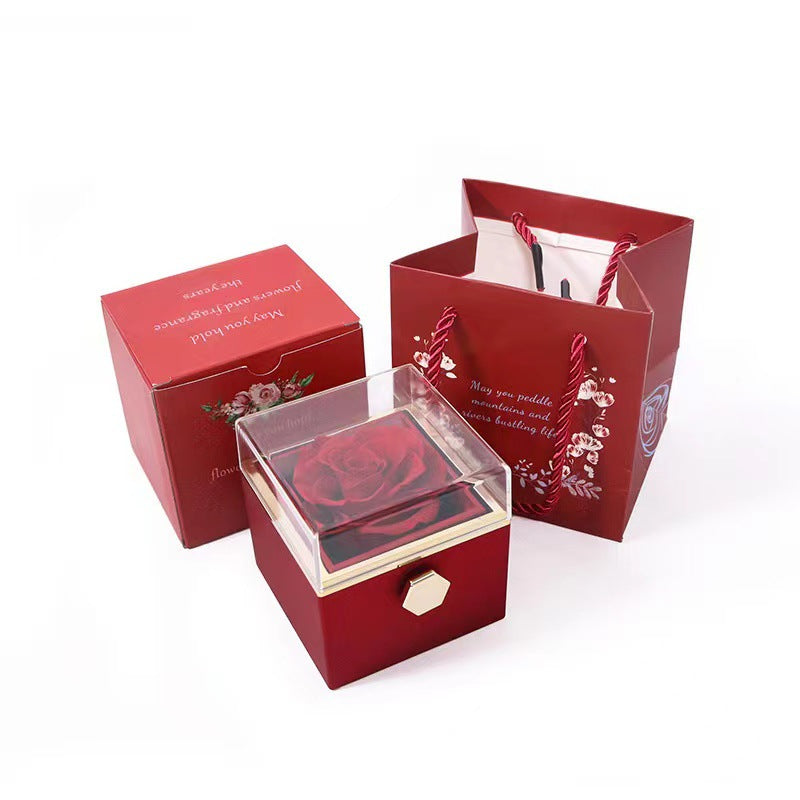 Rotating Flower Box Acrylic Eternal Flower Jewelry Box