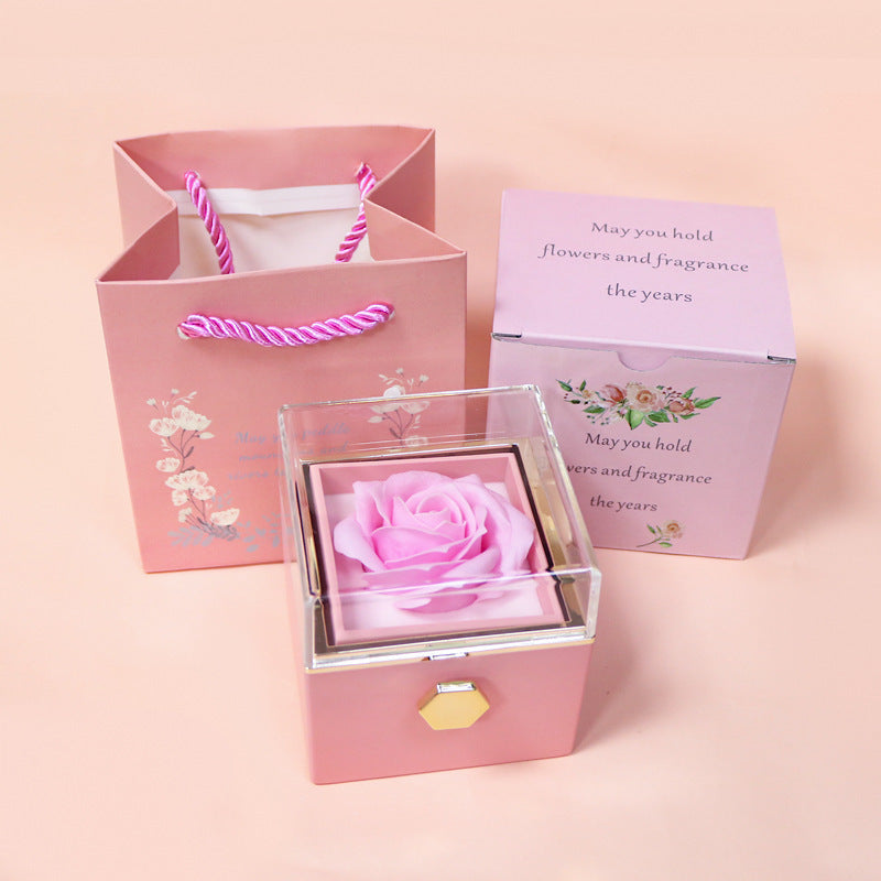Rotating Flower Box Acrylic Eternal Flower Jewelry Box