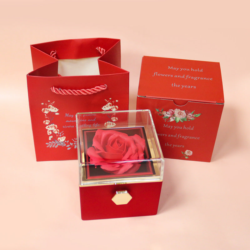 Rotating Flower Box Acrylic Eternal Flower Jewelry Box