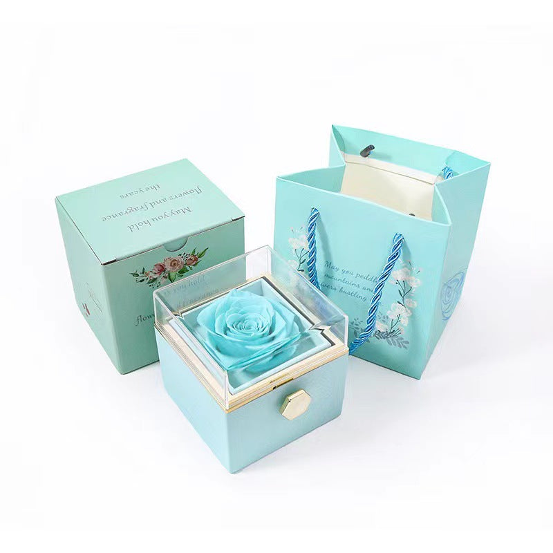 Rotating Flower Box Acrylic Eternal Flower Jewelry Box