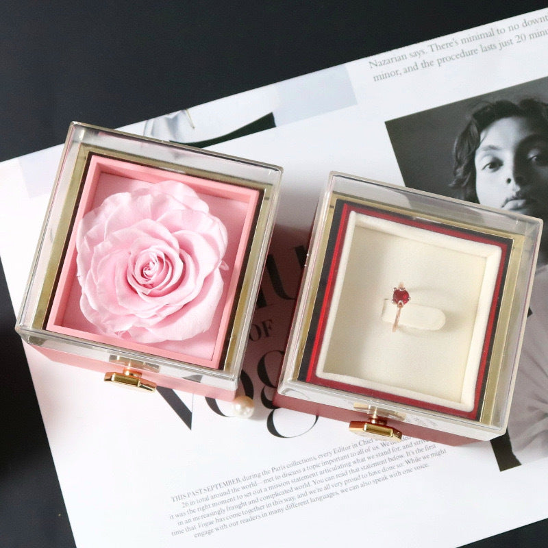 Rotating Flower Box Acrylic Eternal Flower Jewelry Box