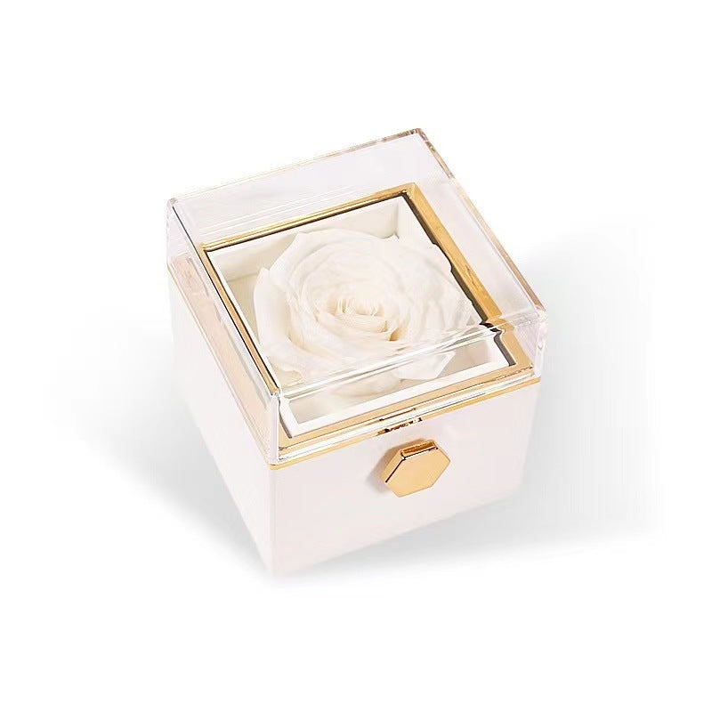 Rotating Flower Box Acrylic Eternal Flower Jewelry Box