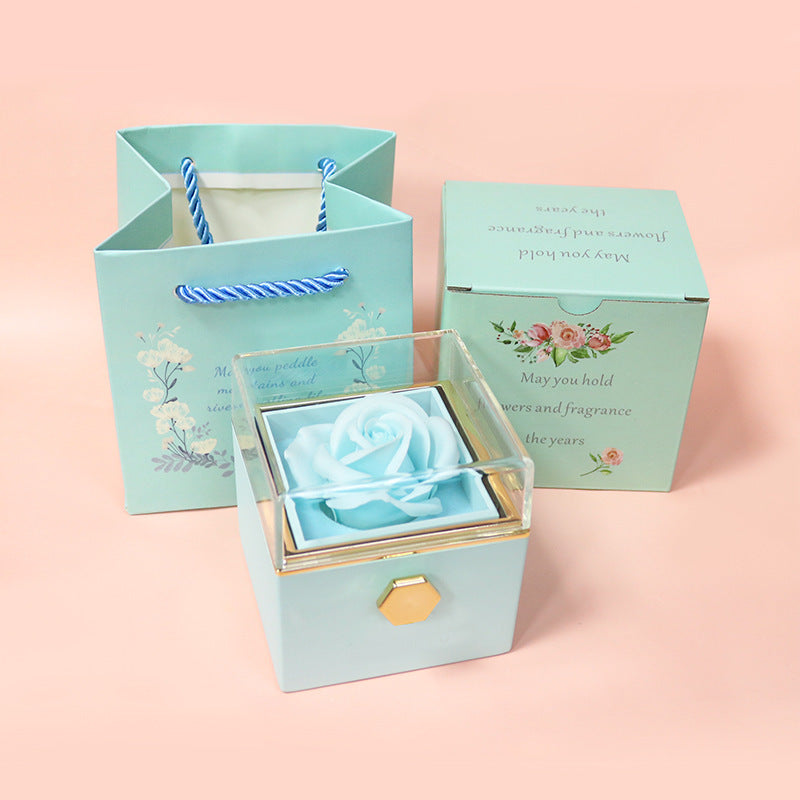 Rotating Flower Box Acrylic Eternal Flower Jewelry Box