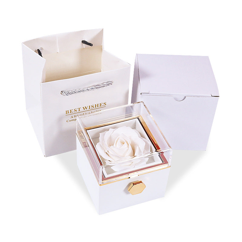 Rotating Flower Box Acrylic Eternal Flower Jewelry Box