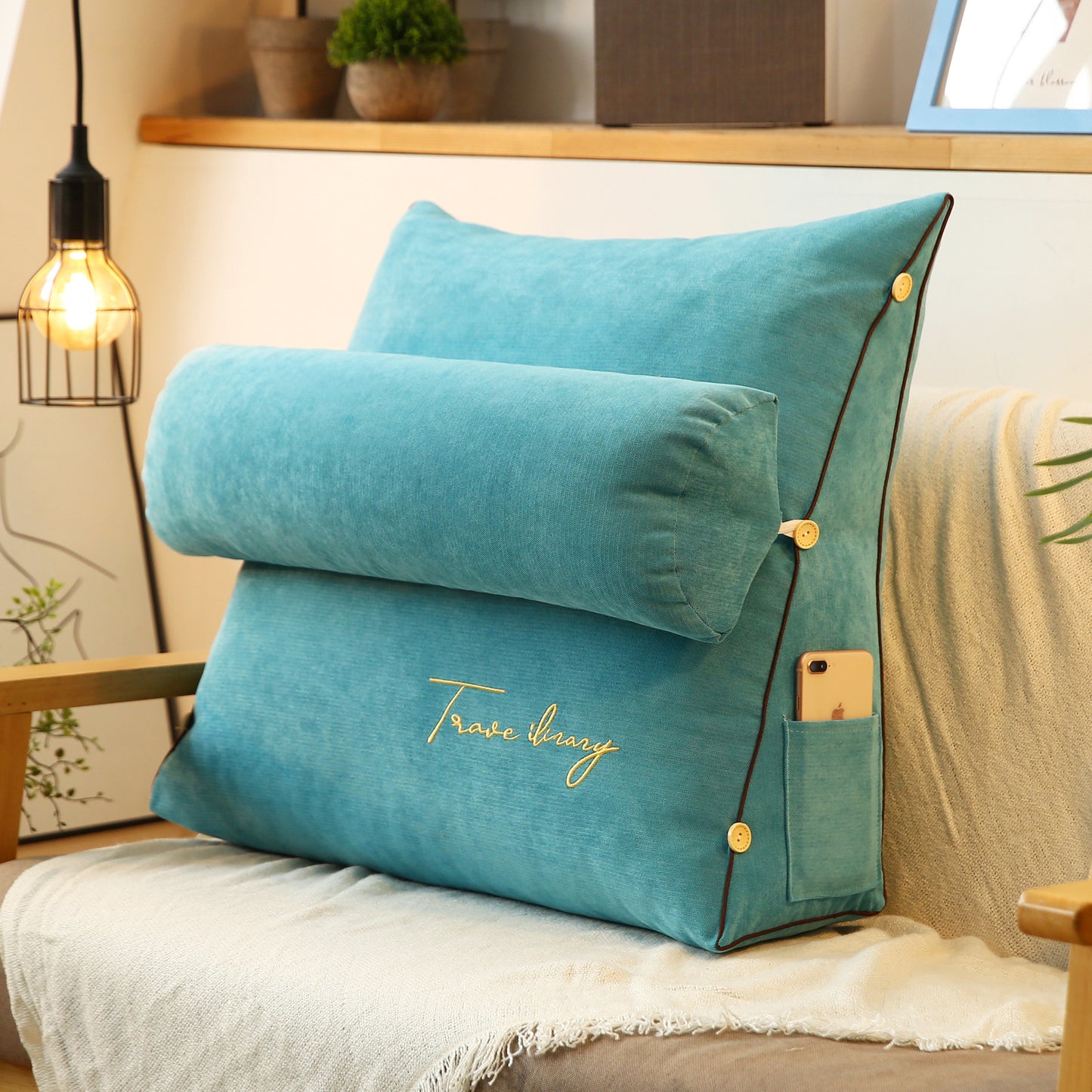 Solid Color Embroidered Triangle Cushion