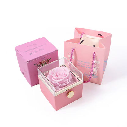Rotating Flower Box Acrylic Eternal Flower Jewelry Box