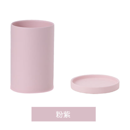 High Cylindrical Morandi Solid Color Ceramic Flower Pot with Tray