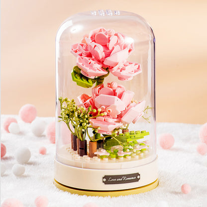 Music Box Building Blocks Rose Flower