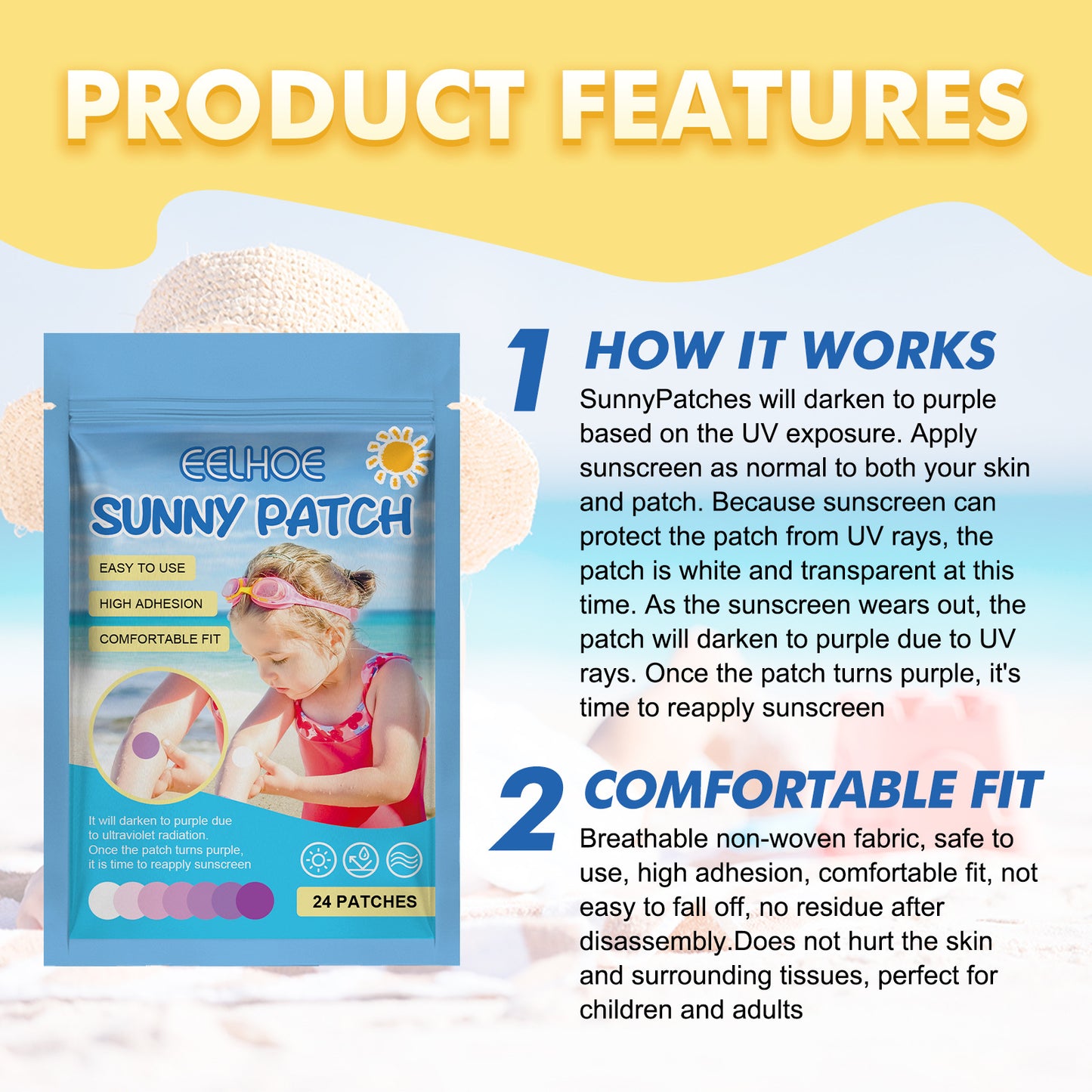 UV Patch Sun Protection for Kids and Adults