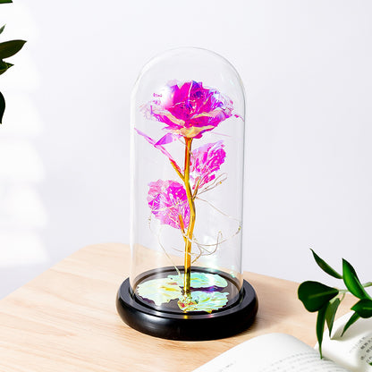 Luminous flower glass cover rose