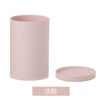 High Cylindrical Morandi Solid Color Ceramic Flower Pot with Tray