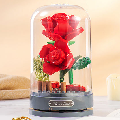 Music Box Building Blocks Rose Flower