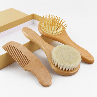 Baby Wool Brush Set Round Wool Brush Cleaning Bath Brush Baby Kids Massage Brush