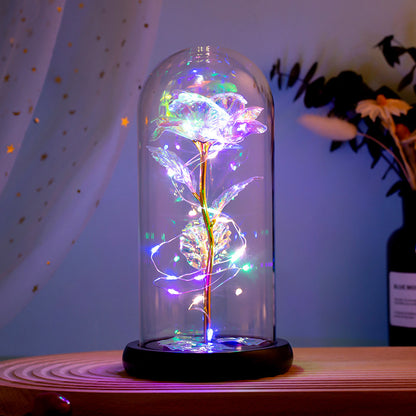 Luminous flower glass cover rose