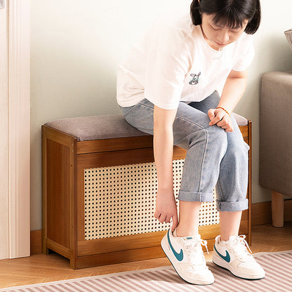 Home Entrance Porch Shoe Changing Stool with Integrated Shoe Cabinet