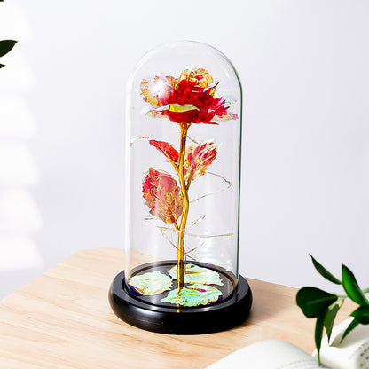 Luminous flower glass cover rose