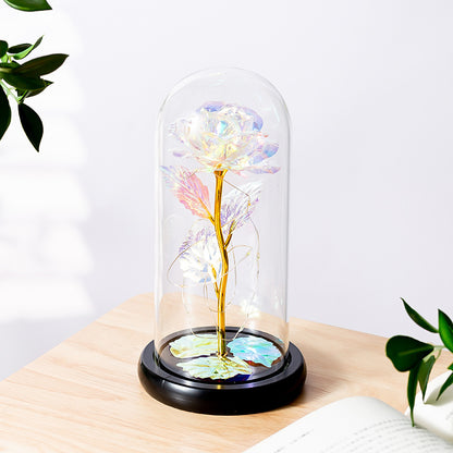 Luminous flower glass cover rose