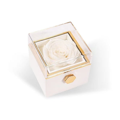 Rotating Flower Box Acrylic Eternal Flower Jewelry Box