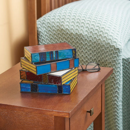 Stained Glass Stacked Books Lamp