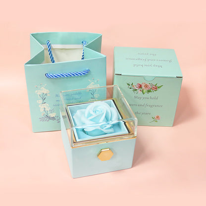 Rotating Flower Box Acrylic Eternal Flower Jewelry Box