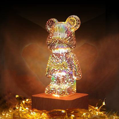 LED 3D Glass Love Bear Night Light