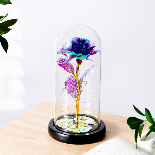 Luminous flower glass cover rose