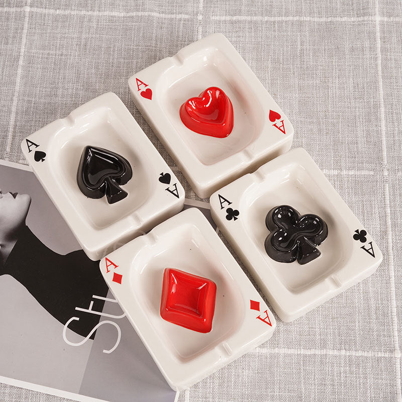 Creative Ceramic Poker Ashtray